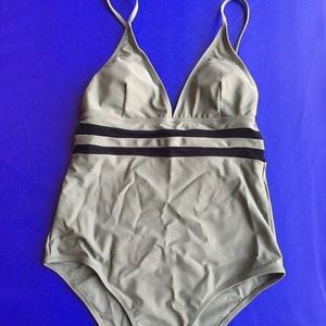 Cupshe brand, olive green/black mesh bathing suit